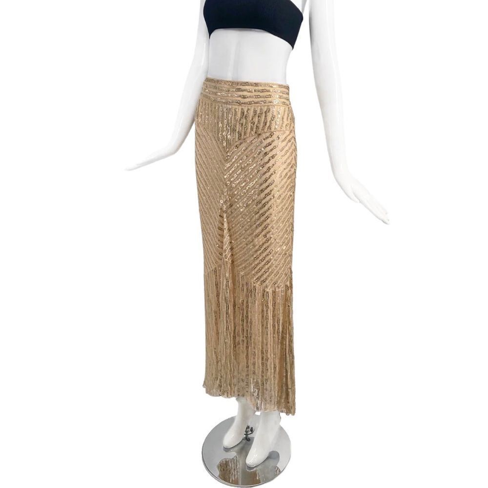 Marc Jacobs Gold Sequin Fringe Maxi Skirt